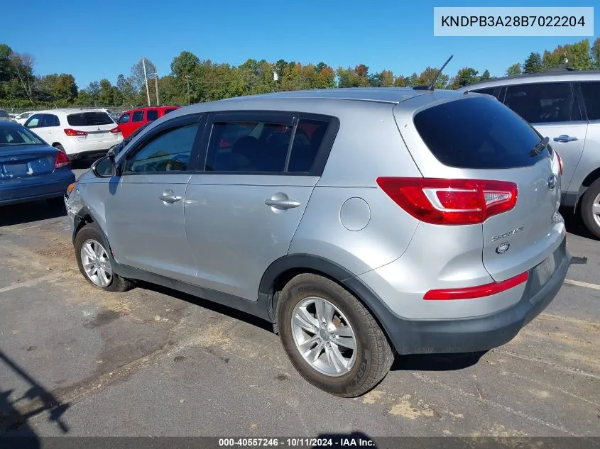 2011 Kia Sportage Lx VIN: KNDPB3A28B7022204 Lot: 40557246