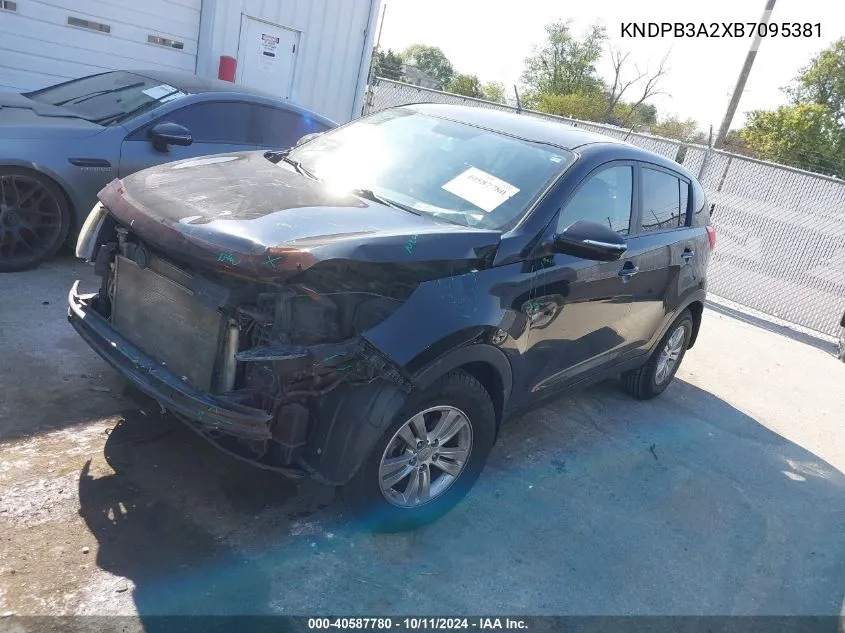 2011 Kia Sportage Lx VIN: KNDPB3A2XB7095381 Lot: 40587780