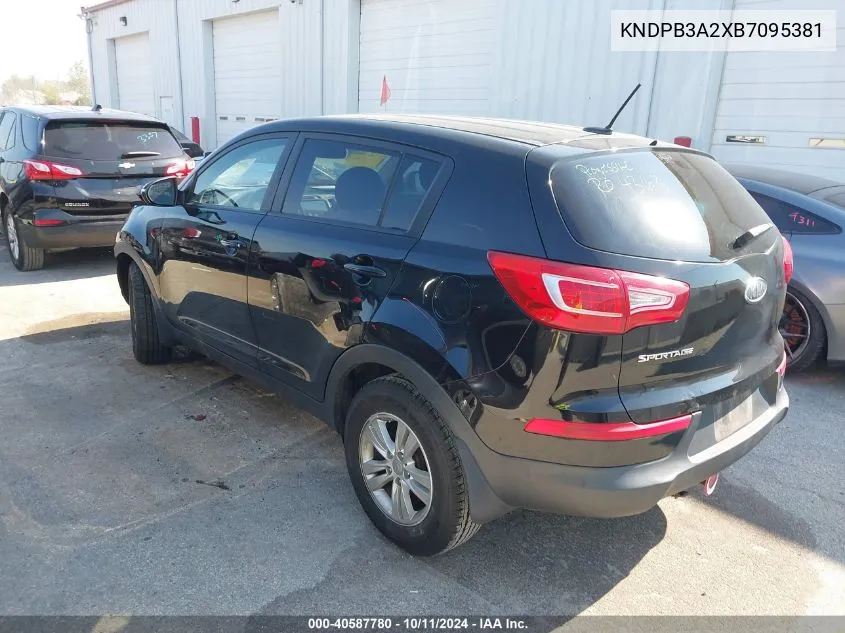 2011 Kia Sportage Lx VIN: KNDPB3A2XB7095381 Lot: 40587780