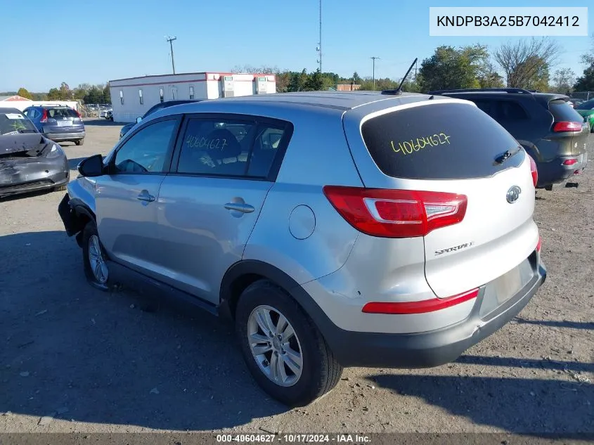 2011 Kia Sportage Lx VIN: KNDPB3A25B7042412 Lot: 40604627