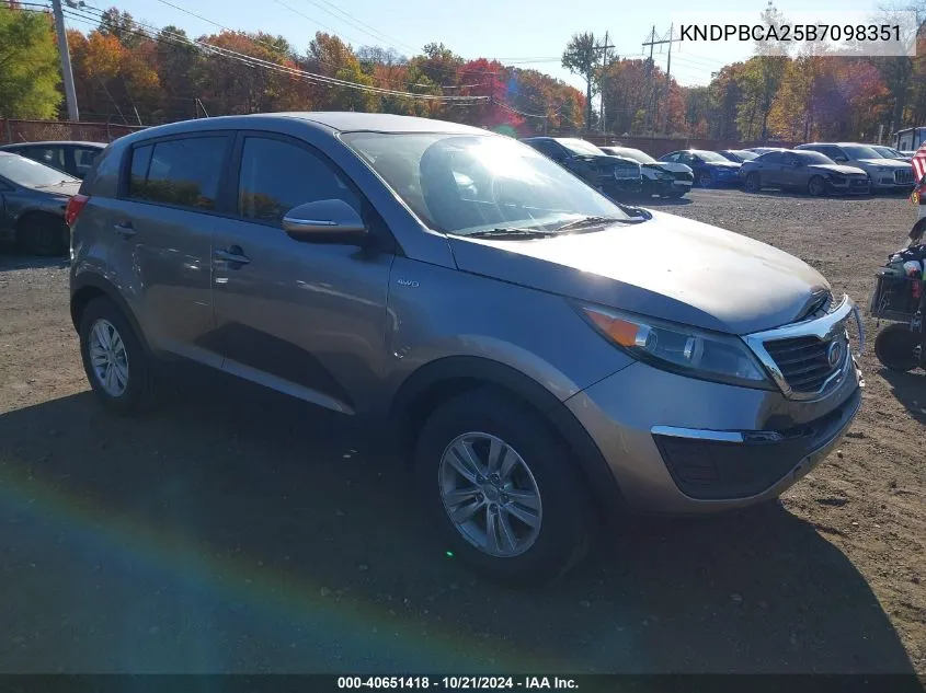 2011 Kia Sportage Lx VIN: KNDPBCA25B7098351 Lot: 40651418