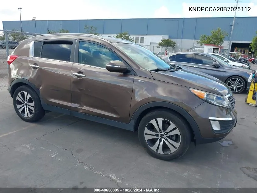 2011 Kia Sportage Ex VIN: KNDPCCA20B7025112 Lot: 40658895