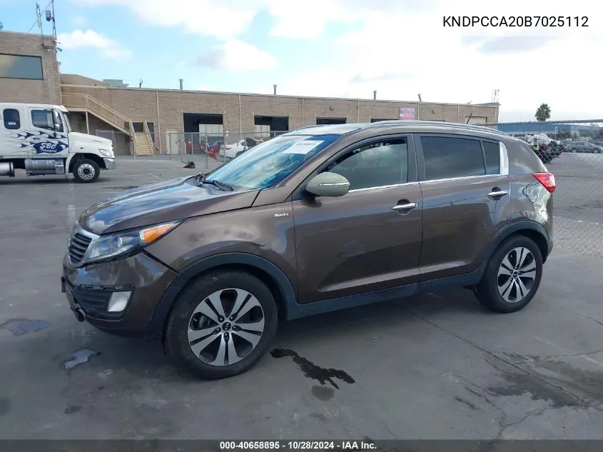 2011 Kia Sportage Ex VIN: KNDPCCA20B7025112 Lot: 40658895