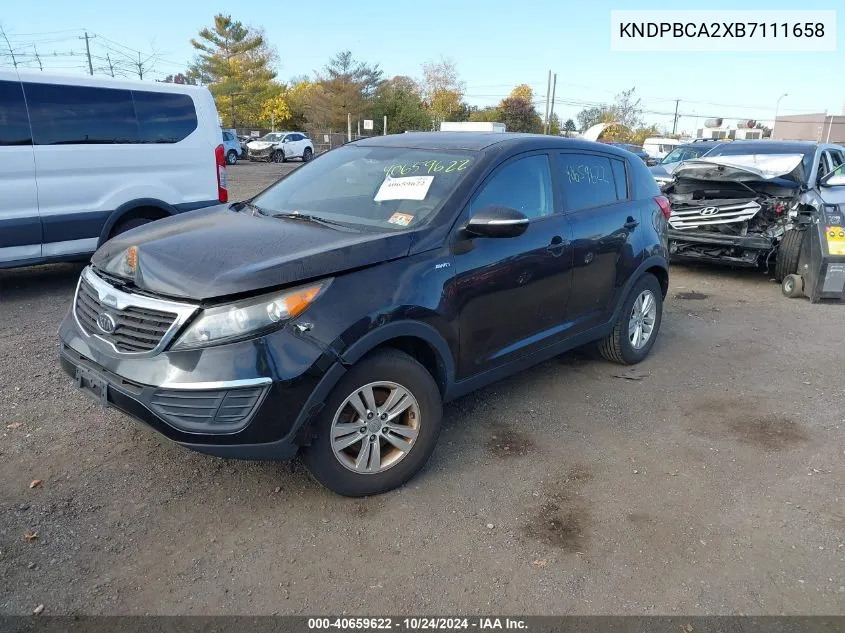 2011 Kia Sportage Lx VIN: KNDPBCA2XB7111658 Lot: 40659622