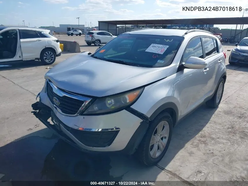 2011 Kia Sportage Lx VIN: KNDPB3A24B7018618 Lot: 40671327