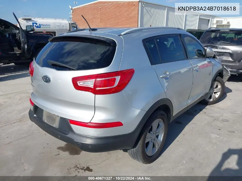 2011 Kia Sportage Lx VIN: KNDPB3A24B7018618 Lot: 40671327