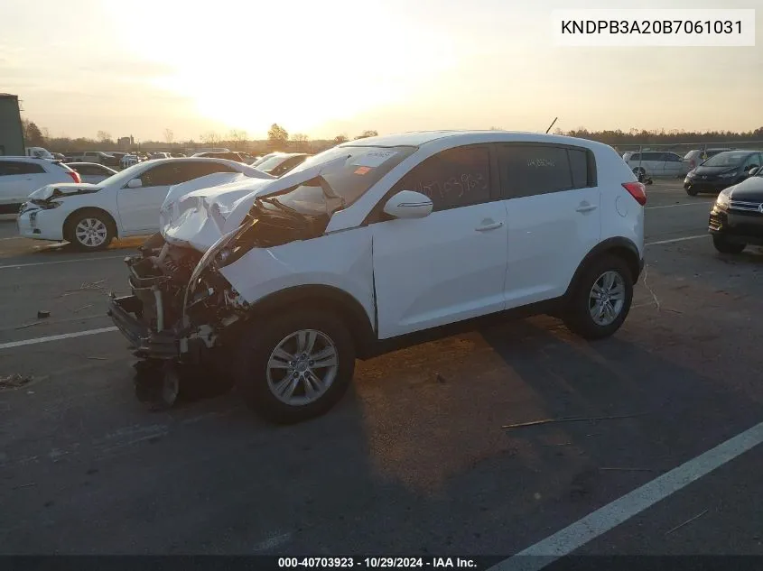 2011 Kia Sportage Lx VIN: KNDPB3A20B7061031 Lot: 40703923