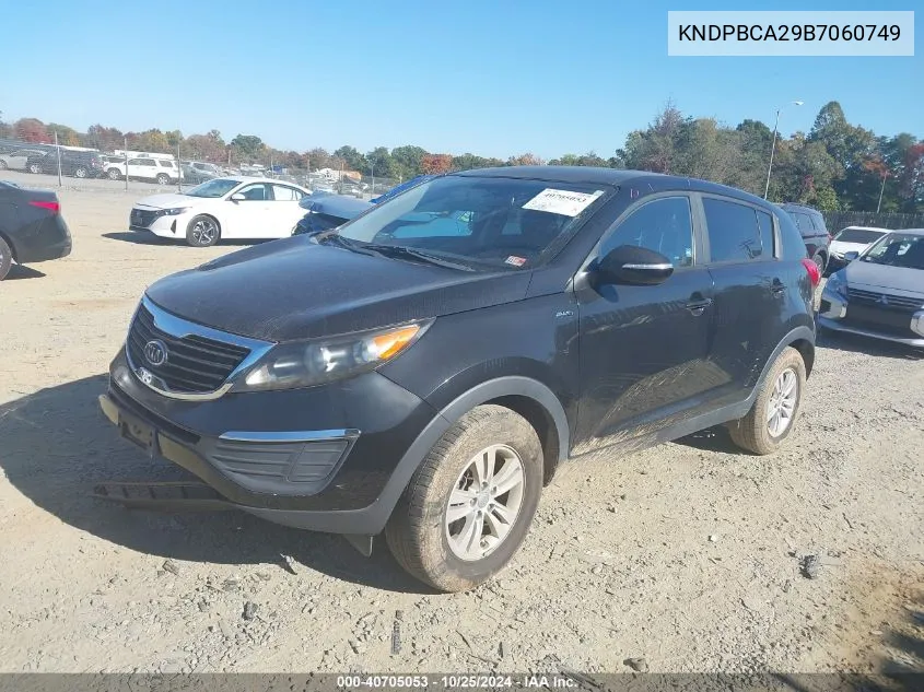 2011 Kia Sportage Lx VIN: KNDPBCA29B7060749 Lot: 40705053