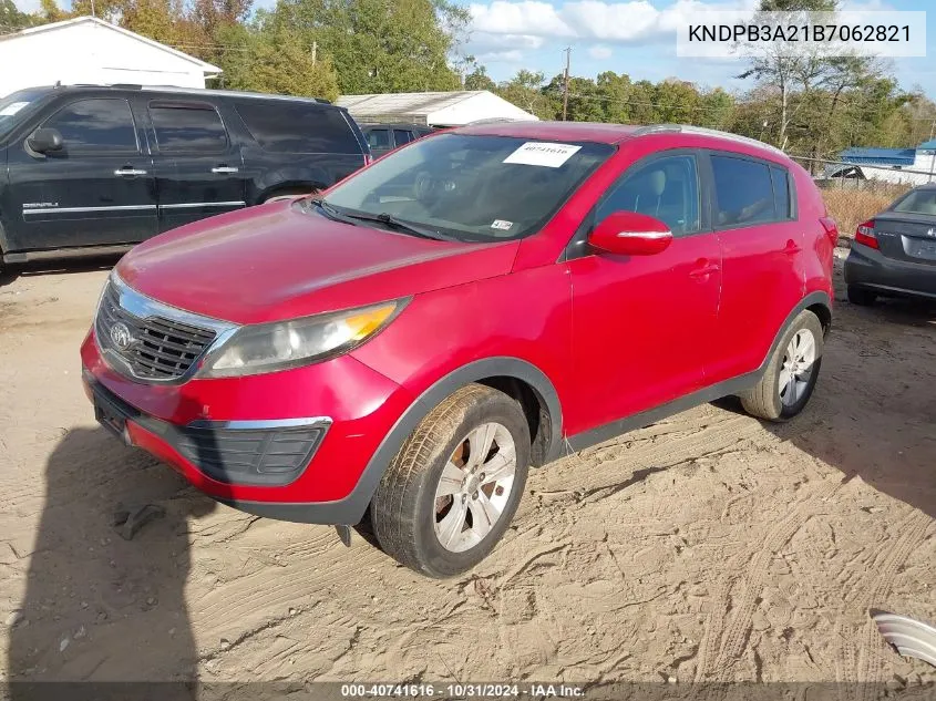 2011 Kia Sportage Lx VIN: KNDPB3A21B7062821 Lot: 40741616