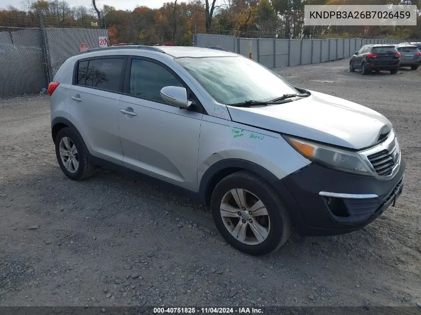 2011 Kia Sportage Lx VIN: KNDPB3A26B7026459 Lot: 40751825