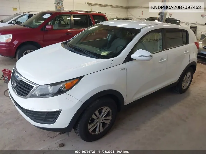 2011 Kia Sportage Lx VIN: KNDPBCA20B7097463 Lot: 40776726