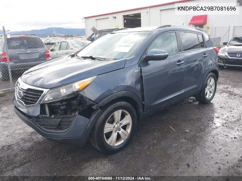 2011 Kia Sportage Lx VIN: KNDPBCA29B7081696 Lot: 40784068