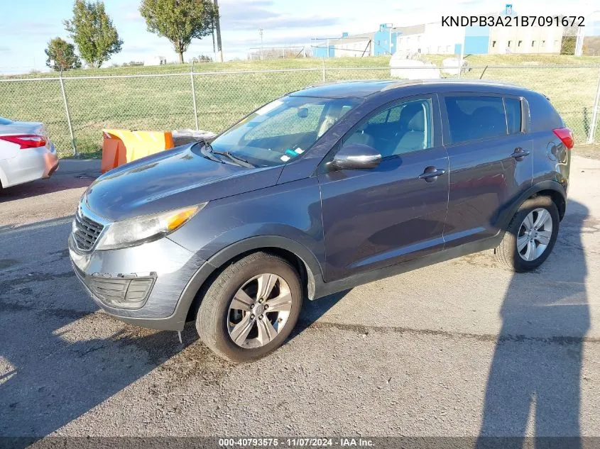 2011 Kia Sportage Lx VIN: KNDPB3A21B7091672 Lot: 40793575