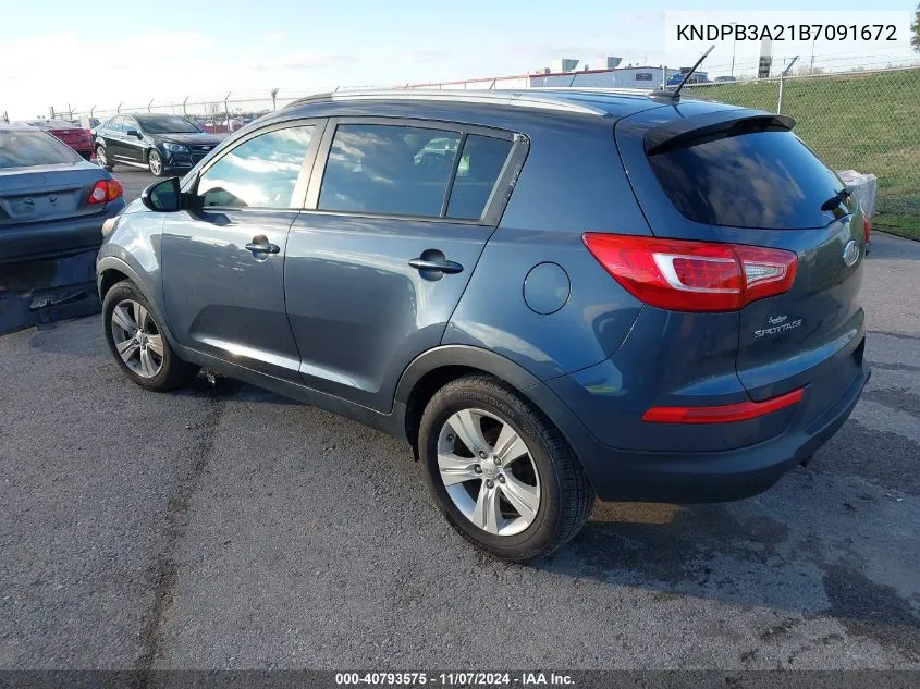 2011 Kia Sportage Lx VIN: KNDPB3A21B7091672 Lot: 40793575