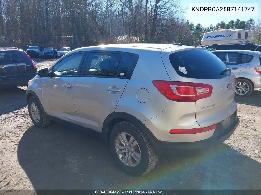 2011 Kia Sportage Lx VIN: KNDPBCA25B7141747 Lot: 40864427