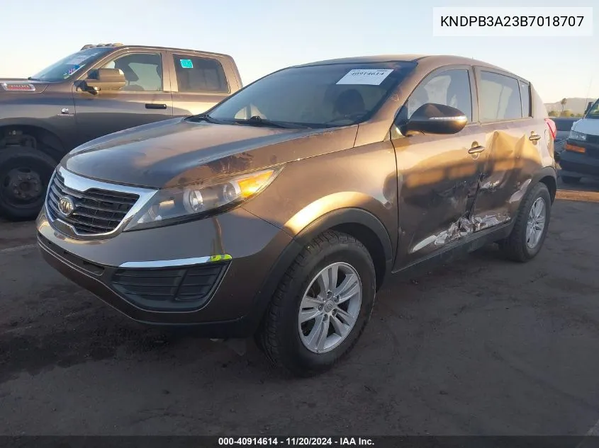 2011 Kia Sportage Lx VIN: KNDPB3A23B7018707 Lot: 40914614