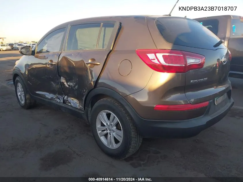 2011 Kia Sportage Lx VIN: KNDPB3A23B7018707 Lot: 40914614