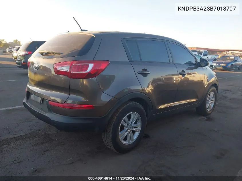 2011 Kia Sportage Lx VIN: KNDPB3A23B7018707 Lot: 40914614