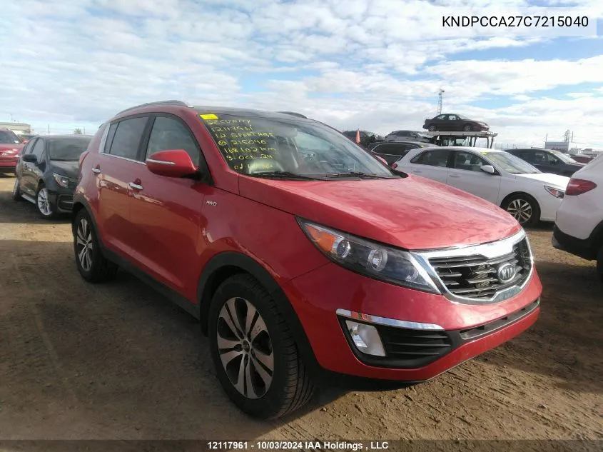 2012 Kia Sportage Ex VIN: KNDPCCA27C7215040 Lot: 12117961