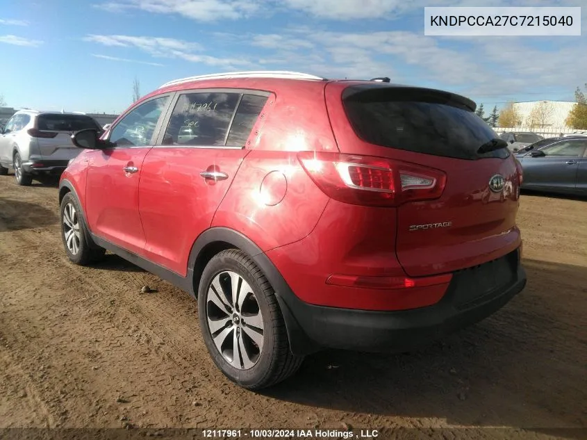 2012 Kia Sportage Ex VIN: KNDPCCA27C7215040 Lot: 12117961