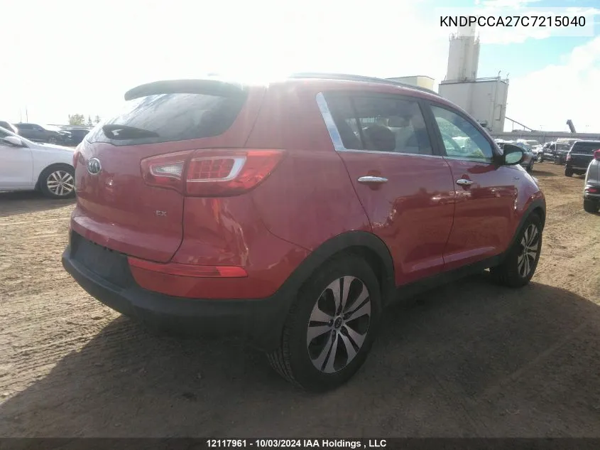 2012 Kia Sportage Ex VIN: KNDPCCA27C7215040 Lot: 12117961