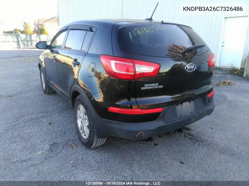 2012 Kia Sportage Lx VIN: KNDPB3A26C7326486 Lot: 12130556