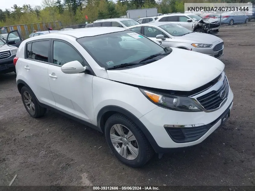 2012 Kia Sportage Lx VIN: KNDPB3A24C7331444 Lot: 39312686