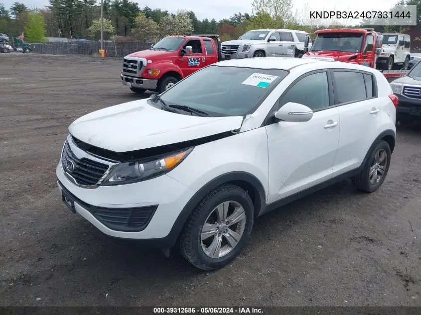 2012 Kia Sportage Lx VIN: KNDPB3A24C7331444 Lot: 39312686