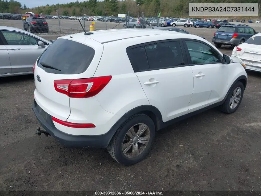 2012 Kia Sportage Lx VIN: KNDPB3A24C7331444 Lot: 39312686