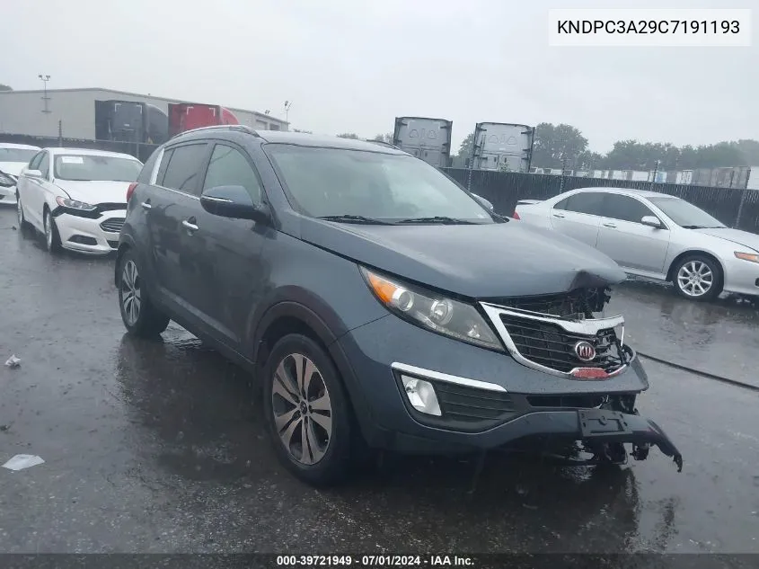 2012 Kia Sportage Ex VIN: KNDPC3A29C7191193 Lot: 39721949