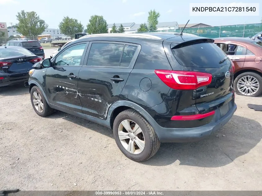 2012 Kia Sportage Lx VIN: KNDPBCA21C7281540 Lot: 40761351