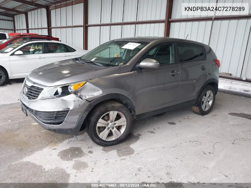 2012 Kia Sportage Lx VIN: KNDPB3A24C7278289 Lot: 40074462