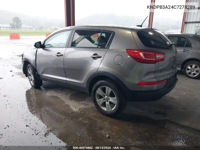 2012 Kia Sportage Lx VIN: KNDPB3A24C7278289 Lot: 40074462