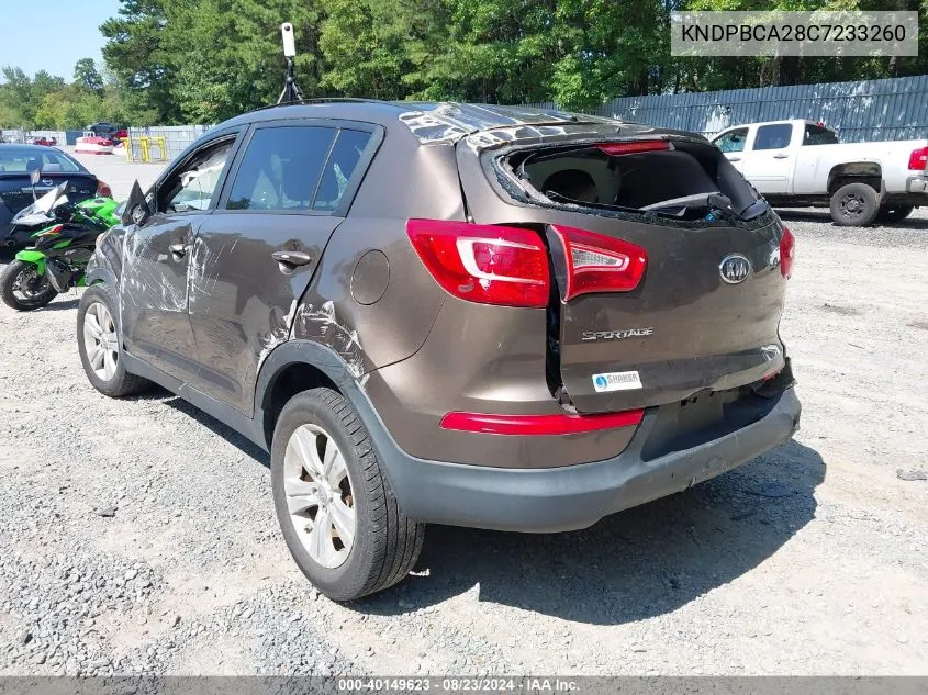 2012 Kia Sportage Lx VIN: KNDPBCA28C7233260 Lot: 40149623