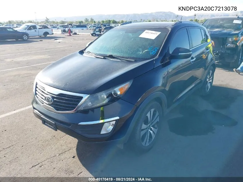 2012 Kia Sportage Ex VIN: KNDPC3A20C7213078 Lot: 40170419