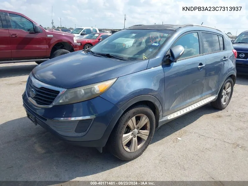 2012 Kia Sportage Lx VIN: KNDPB3A23C7313937 Lot: 40171481