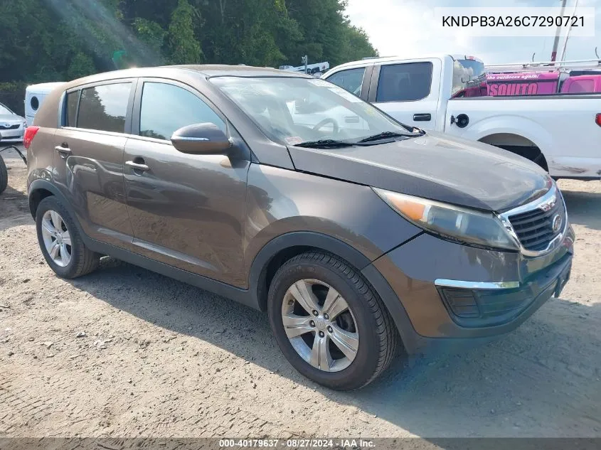 2012 Kia Sportage Lx VIN: KNDPB3A26C7290721 Lot: 40179637