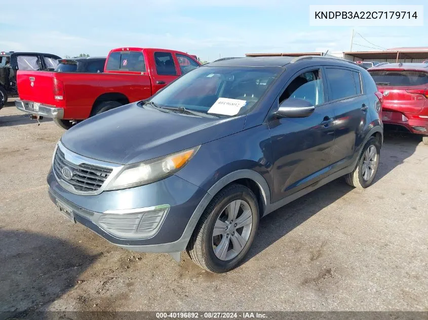 2012 Kia Sportage Lx VIN: KNDPB3A22C7179714 Lot: 40196892