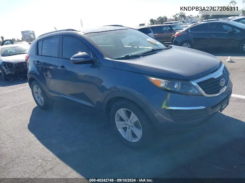 2012 Kia Sportage Lx VIN: KNDPB3A27C7206311 Lot: 40242749