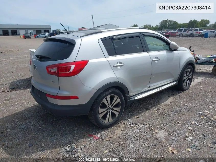 2012 Kia Sportage Ex VIN: KNDPC3A22C7303414 Lot: 40258112