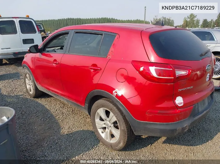 2012 Kia Sportage Lx VIN: KNDPB3A21C7189229 Lot: 40265343