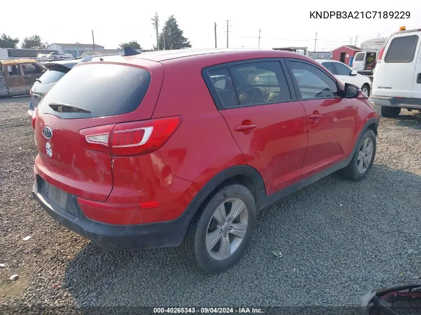 2012 Kia Sportage Lx VIN: KNDPB3A21C7189229 Lot: 40265343