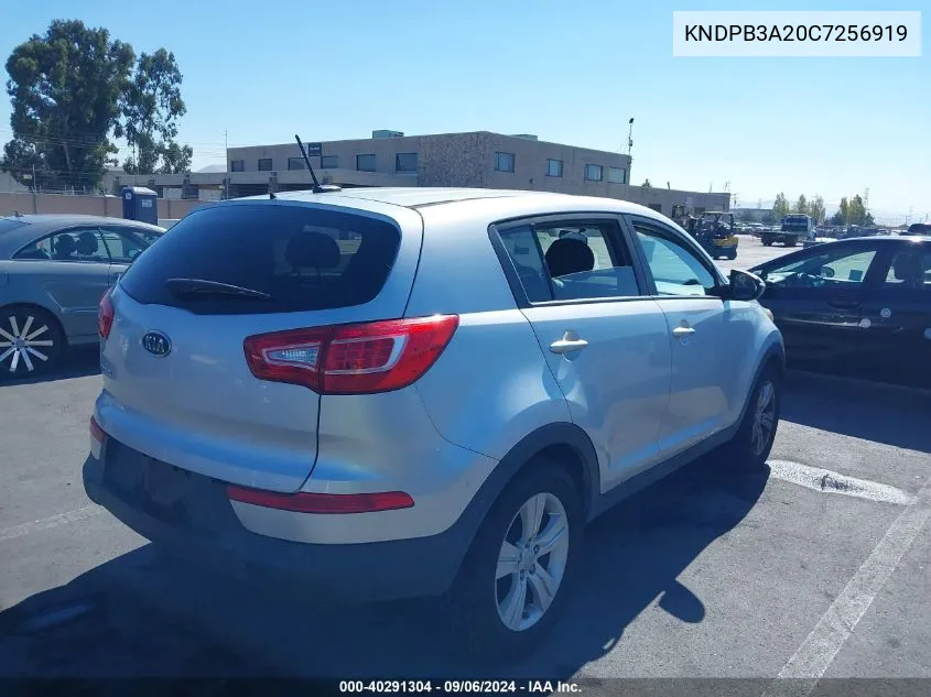 2012 Kia Sportage Lx VIN: KNDPB3A20C7256919 Lot: 40291304