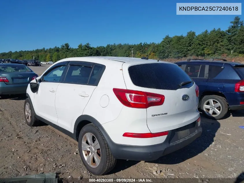 2012 Kia Sportage Lx VIN: KNDPBCA25C7240618 Lot: 40293385