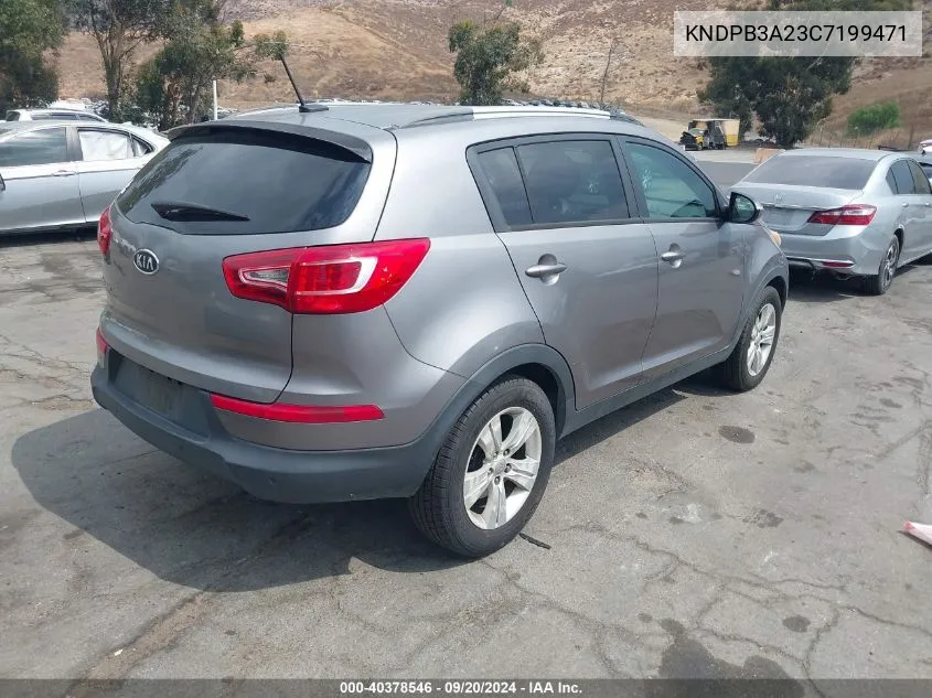 2012 Kia Sportage Lx VIN: KNDPB3A23C7199471 Lot: 40378546