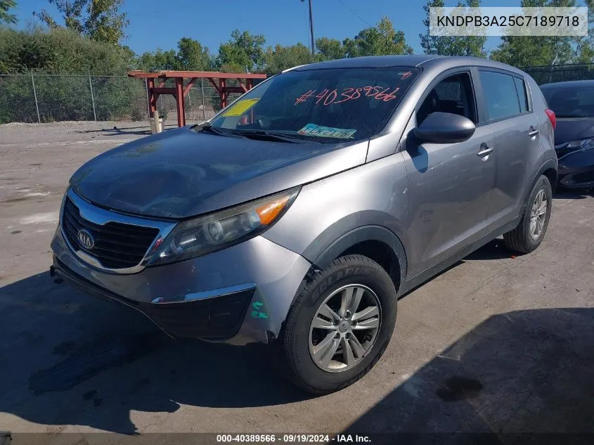 2012 Kia Sportage Lx VIN: KNDPB3A25C7189718 Lot: 40389566