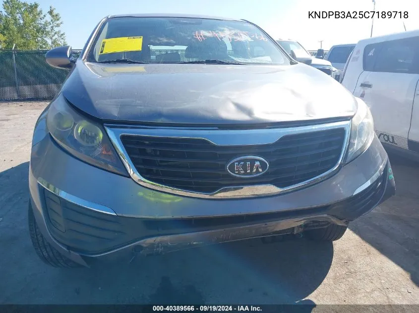 2012 Kia Sportage Lx VIN: KNDPB3A25C7189718 Lot: 40389566