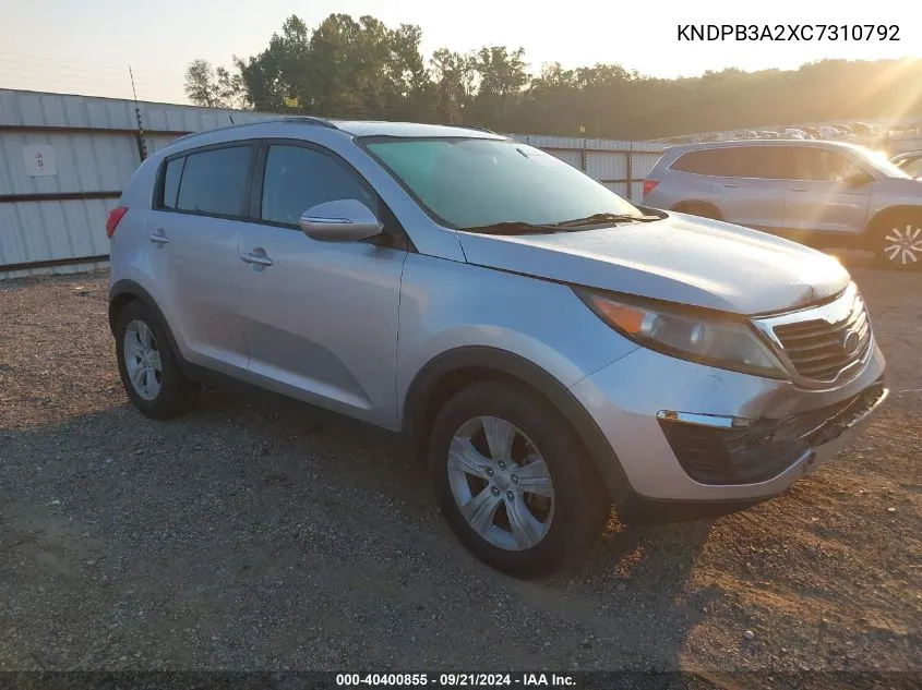 2012 Kia Sportage Lx VIN: KNDPB3A2XC7310792 Lot: 40400855