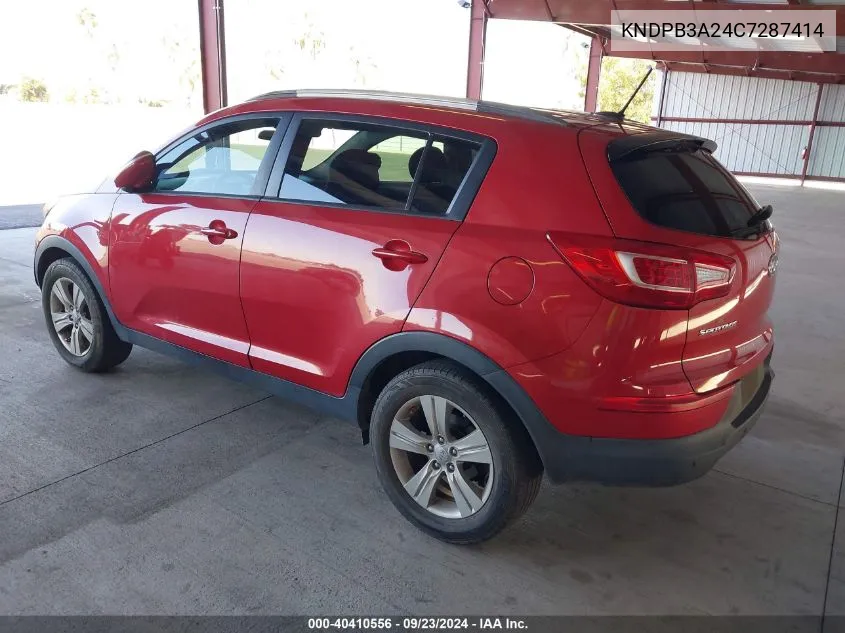 2012 Kia Sportage Lx VIN: KNDPB3A24C7287414 Lot: 40410556