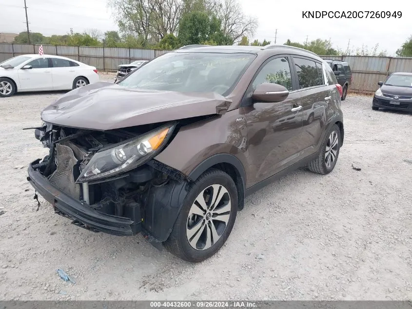 2012 Kia Sportage Ex VIN: KNDPCCA20C7260949 Lot: 40432600